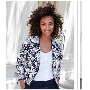 Boden Amelie Broderie Biker Jacket sz M floral blazer cottagecore career…